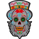 PL674 Sugar Skull with Beard Large Back Patch